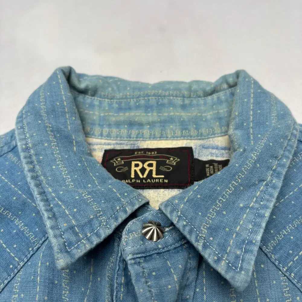 RRL Double RL Ralph Lauren Striped Plaid Lined Snap Shirt Men's M Southwestern - Picture 9 of 11